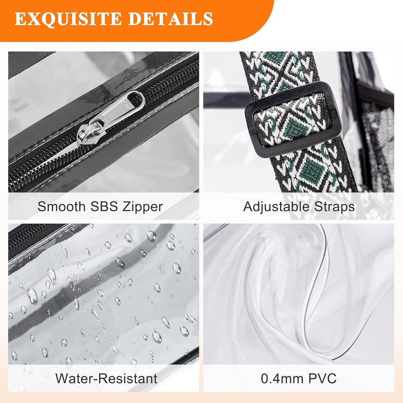 Lyingflat Store Clear Backpack for Stadium Events 12x12x6 Small Clear Backpack for Concert Sport Events Work Travel, Green Block - Image 5